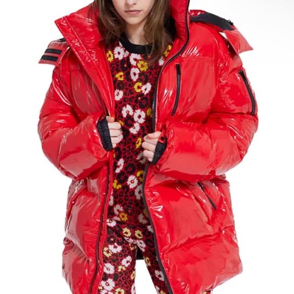 The Kooples Jackets & Blazers - THE KOOPLES Insane Glossy Red Puffer Coat Sz M NEW $698!!